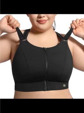 VFUS High Impact Sports Bras for Women Adjustable Zip XL TAN